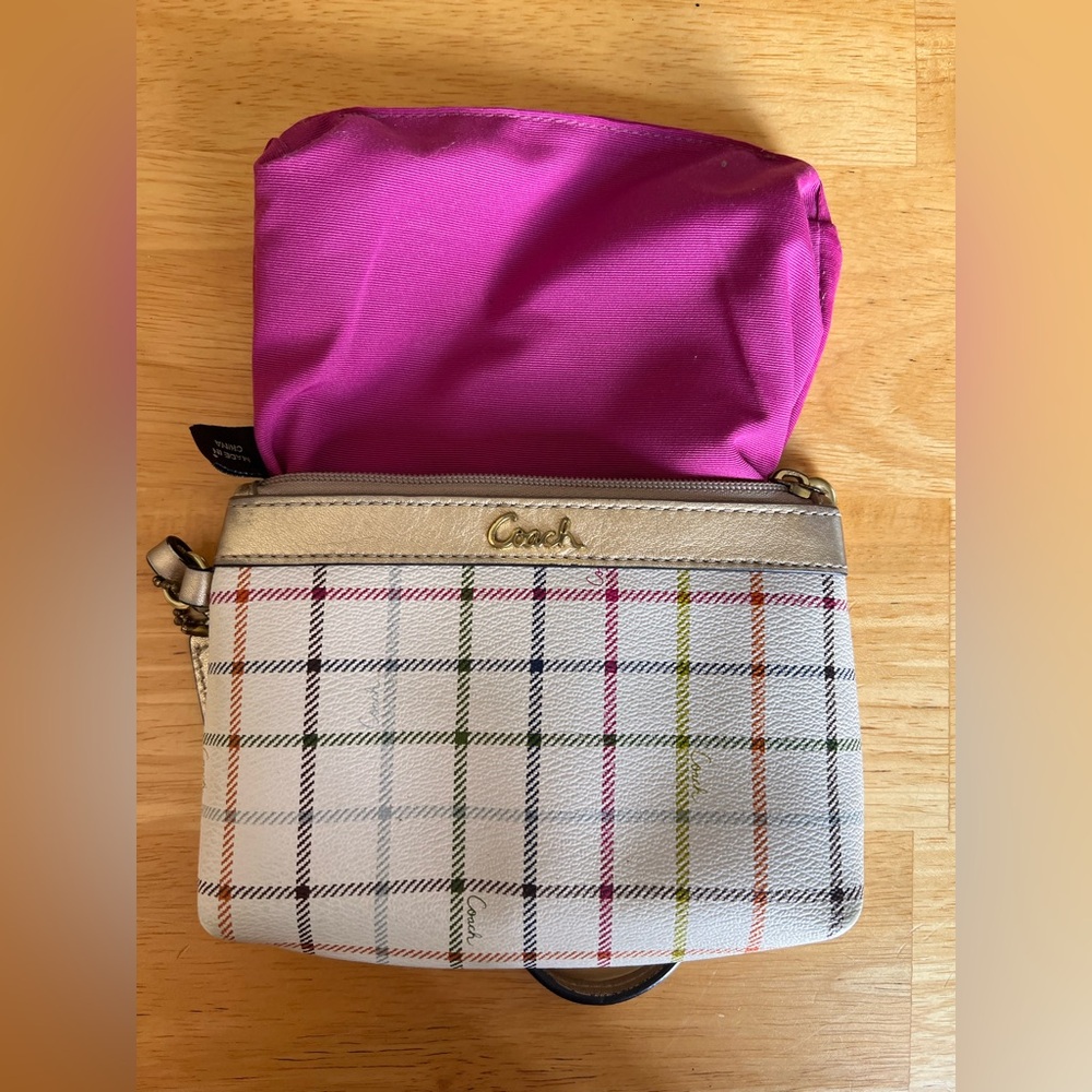 Coach Tattersall Plaid Wristlet - Picture 11 of 14